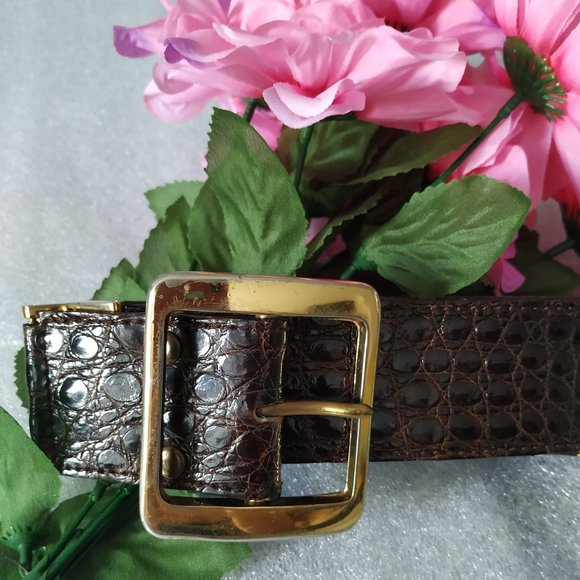 Sz.30🌞ALLIGATOR SKIN LEATHER BELT SZ. 30 - Picture 2 of 11